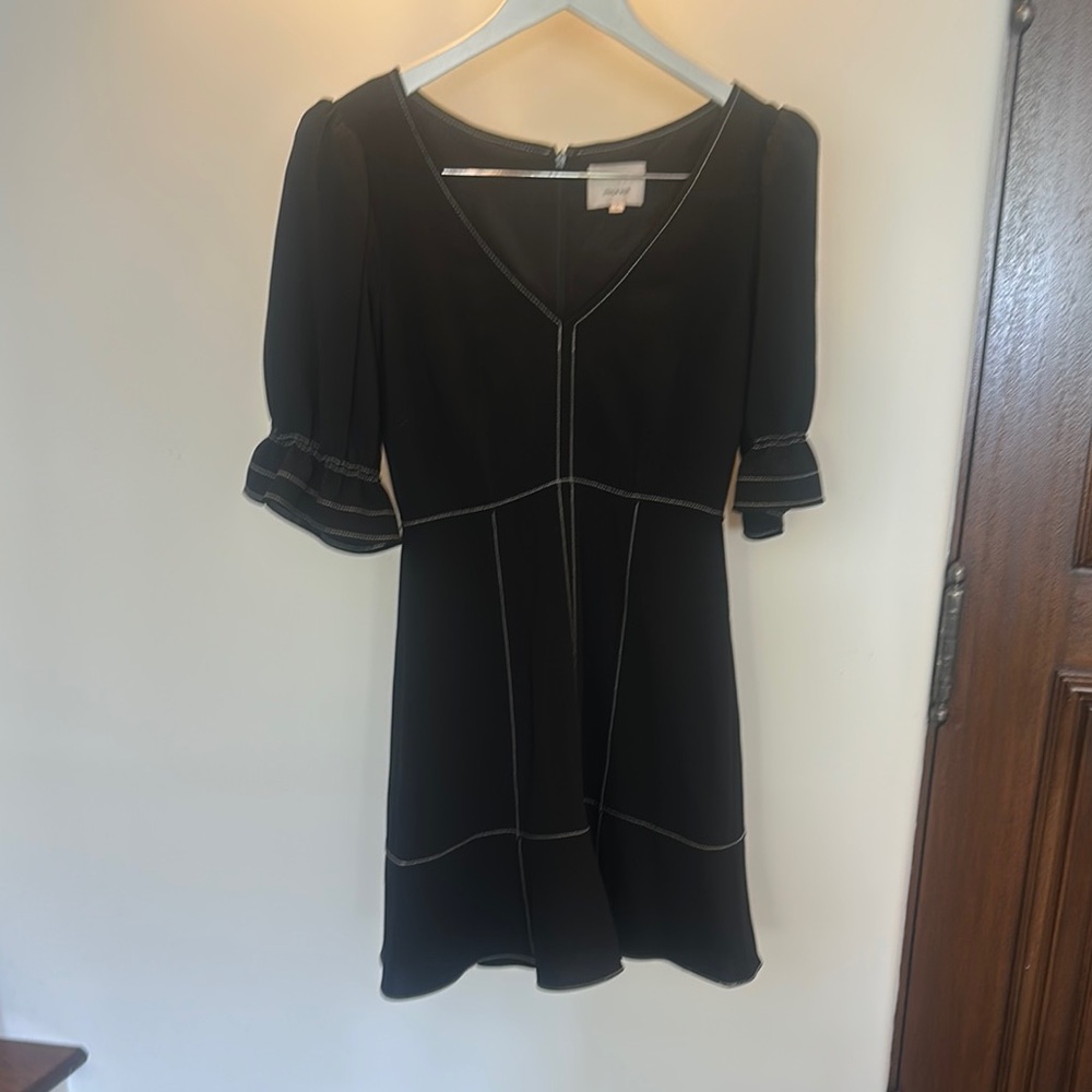 Cinq à Sept Black Dress with White Stitching